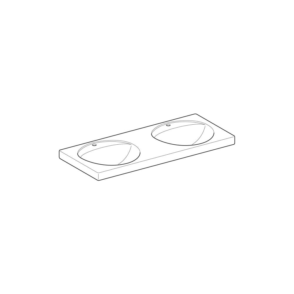 Geberit Preciosa Doppelwaschtisch, 130x55mm, Hahnloch mittig, ohne Überlauf, Weiß, K... GEBERIT-133230600 4022009232226 (Abb. 3)
