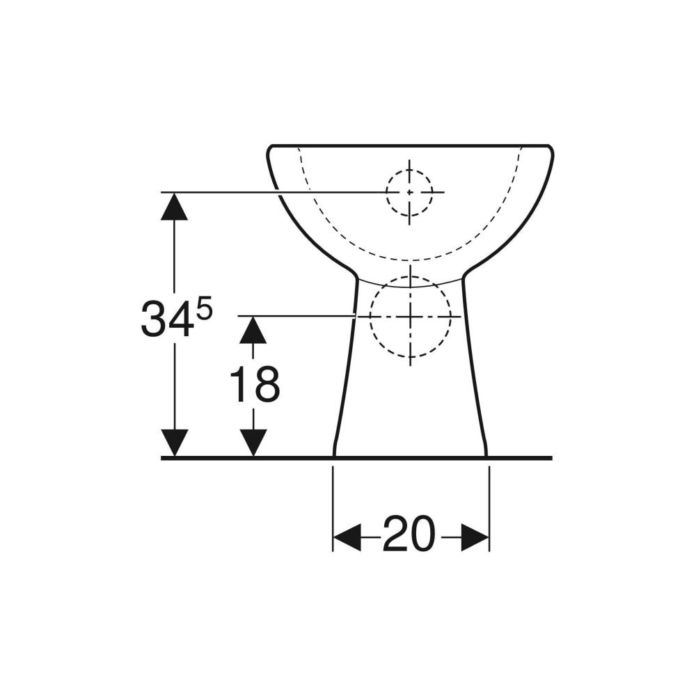 Geberit Renova Stand-WC Tiefspüler, Abgang horizontal Tiefe 46cm, Weiß... GEBERIT-211000000 4022009021493 (Abb. 8)
