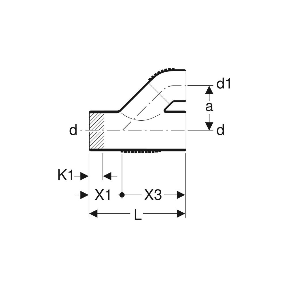 Geberit Silent db20 Parallelabzweig 45 Grad d 90mm, d1 90mm... GEBERIT-308081141 4025416084617 (Abb. 4)