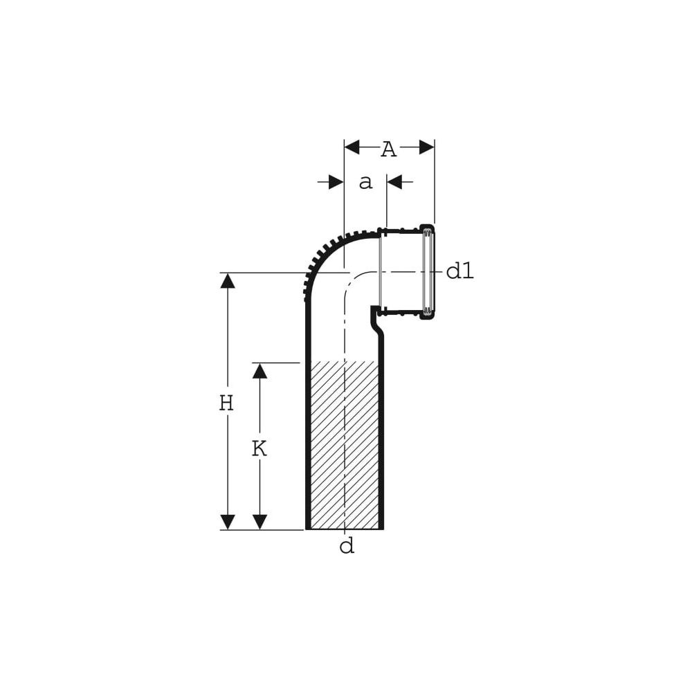 Geberit Silent db20 Anschlussbogen 90 Grad verlängert, mit kleinem Radius d 90mm, d1... GEBERIT-308883141 4025416151364 (Abb. 4)