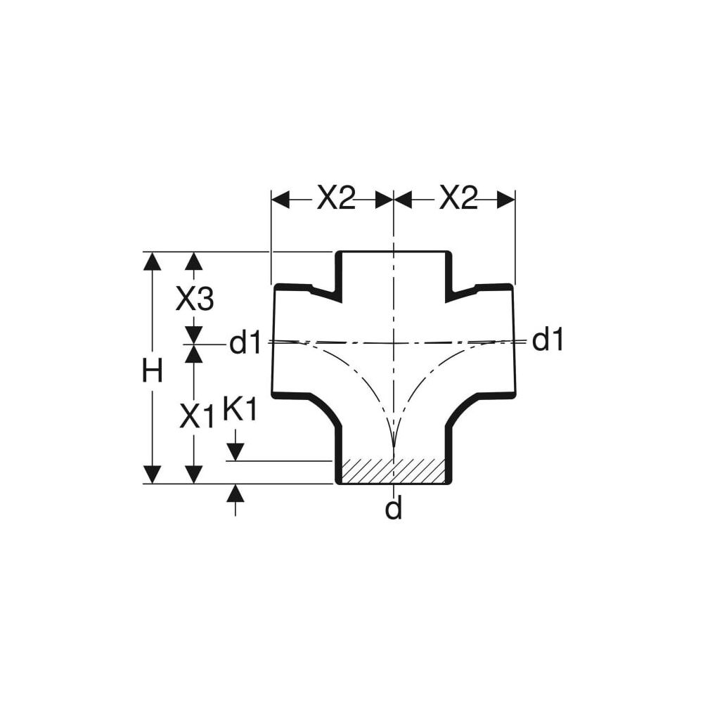 Geberit Silent db20 Bogenabzweig 88,5 Grad zweifach d 90mm, d1 90mm... GEBERIT-308082141 4025416503958 (Abb. 5)
