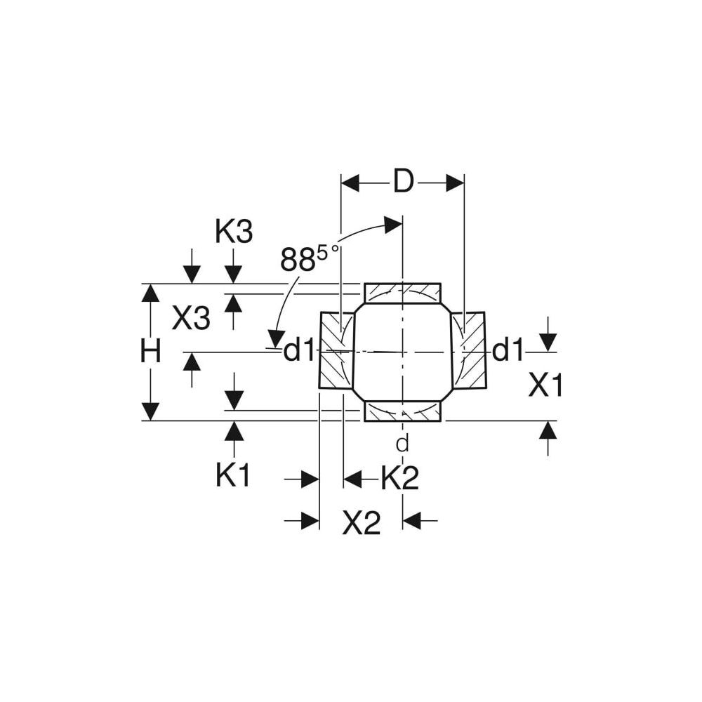 Geberit PE Kugelabzweig 88,5 Grad zweifach, Anschlüsse 180 Grad versetzt d 75mm, d1 ... GEBERIT-365275161 4025416027300 (Abb. 5)