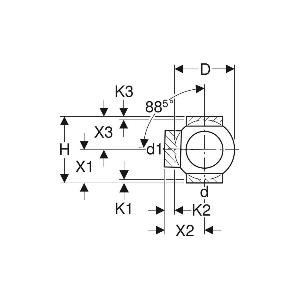 Geberit PE Kugelabzweig 88,5 Grad zweifach, Anschlüsse 90 Grad versetzt d 110mm, d1 ... GEBERIT-367335161 4025416031321 (Abb. 5)