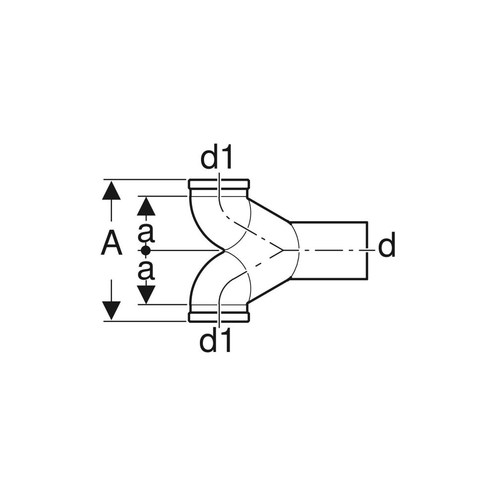 Geberit PE Doppelanschlussbogen 90 Grad gekröpft, für Wand-WC d 110mm, d1 90mm... GEBERIT-367485161 4025416031536 (Abb. 4)