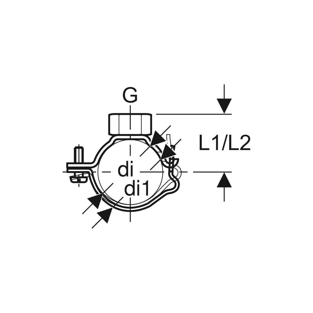 Geberit Rohrschelle mit Gewindemuffe G 1/2", verstellbar di 110mm, di1 118mm... GEBERIT-367841002 4025416032618 (Abb. 4)