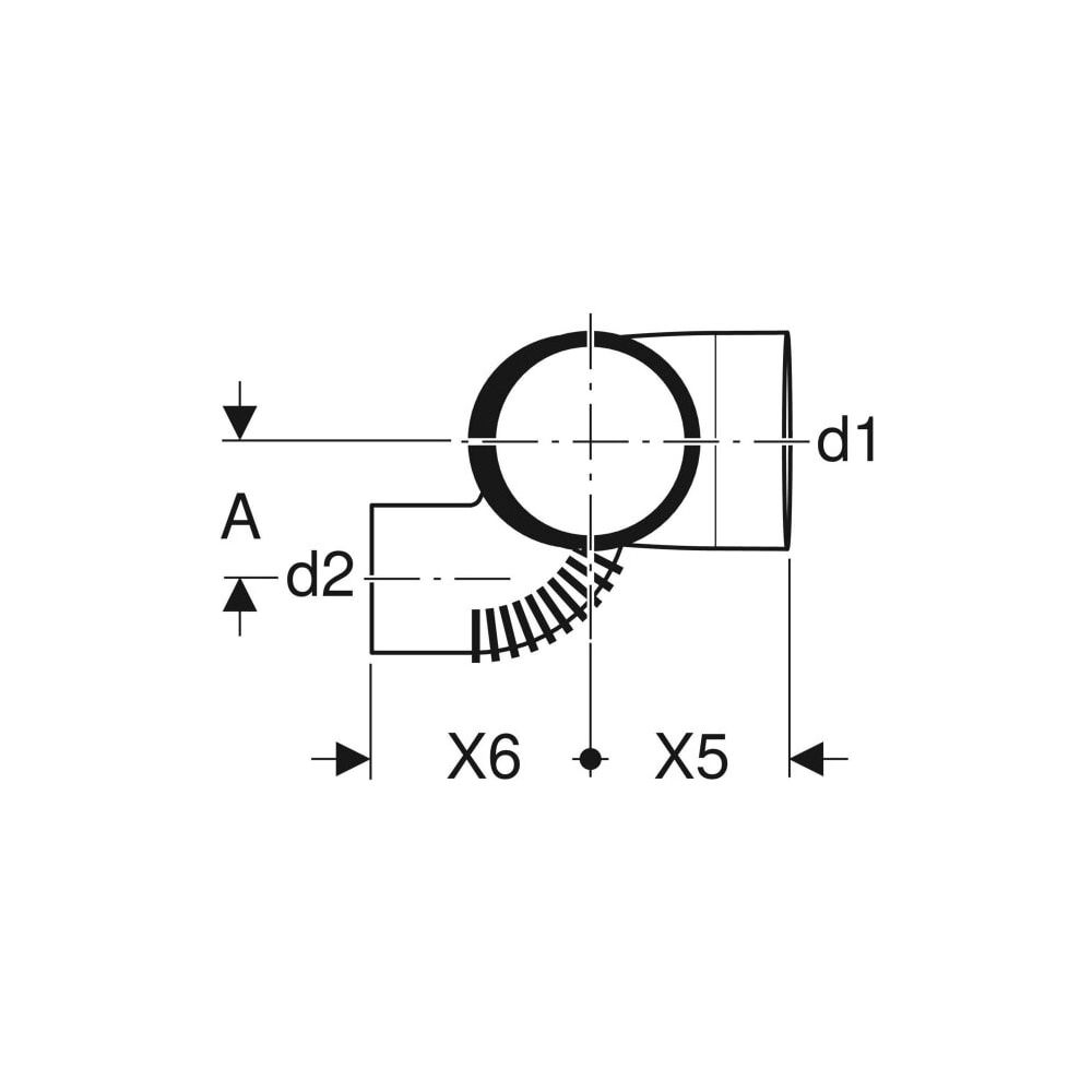 Geberit Silent db20 Schachtbogenabzweig 88,5 Grad rechts d 90mm, d1 90mm, d2 75mm... GEBERIT-308871141 4025416860860 (Abb. 4)