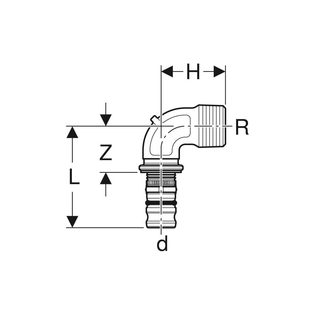 Geberit Mepla Übergangsbogen 90° mit Außengewinde Außendurchmesser 20mm... GEBERIT-602253005 4025416679172 (Abb. 3)