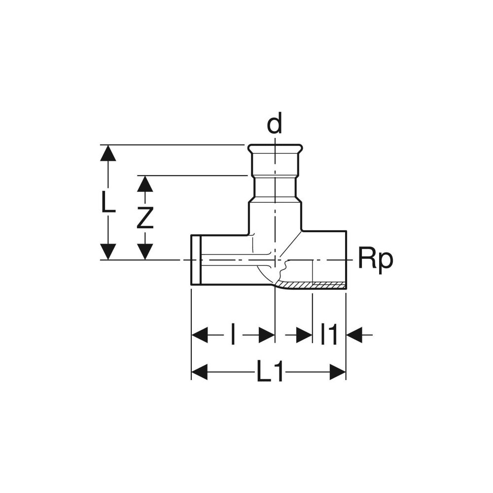 Geberit Mapress Edelstahl Anschlusswinkel 90 Grad abgesetzt LABS-frei, d 15mm, Rp 1/2", ... GEBERIT-83423 4024723834236 (Abb. 4)