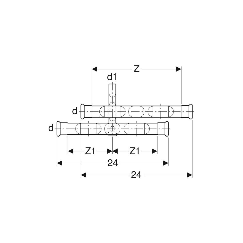 Geberit Mapress C-Stahl Set Anschluss-T-Stück für Rücklauf Außendurchmesser 22mm... GEBERIT-23604 4024723236047 (Abb. 3)