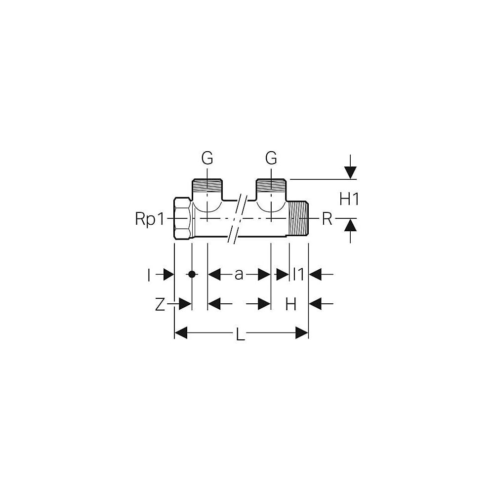 Geberit Verteiler mit Gewindeanschluss, Verteilerabgang für Eurokonus, CW617N, R 1",... GEBERIT-613422001 4025416802754 (Abb. 5)