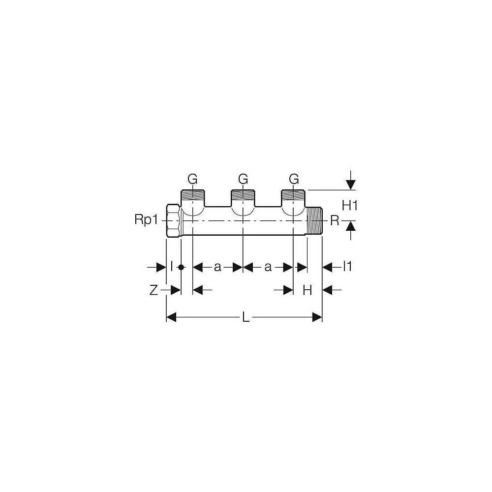 Geberit Verteiler mit Gewindeanschluss, Verteilerabgang für Eurokonus, CW617N, R 1",... GEBERIT-613423001 4025416802785 (Abb. 5)