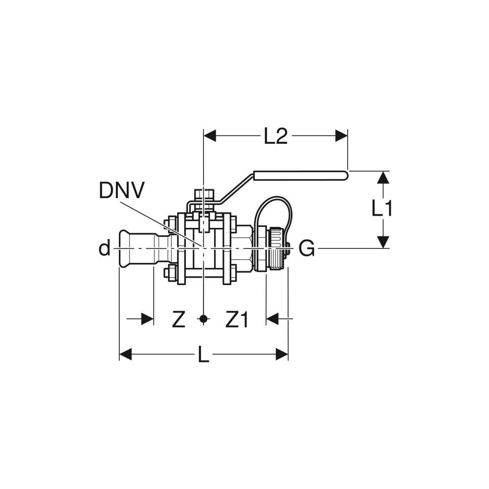 Geberit Mapress Edelstahl Kugelhahn mit Betätigungshebel, Schlauchanschluss, geflanscht ... GEBERIT-92112 4024723921127 (Abb. 4)