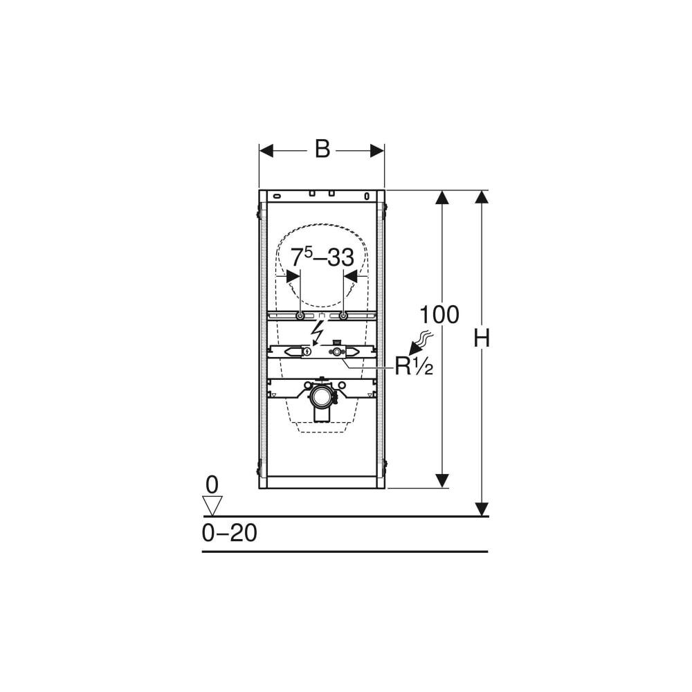 Geberit GIS Element für Urinal, 114cm, universell, für Aufputz-Druckspüler... GEBERIT-461686001 4025416801696 (Abb. 4)