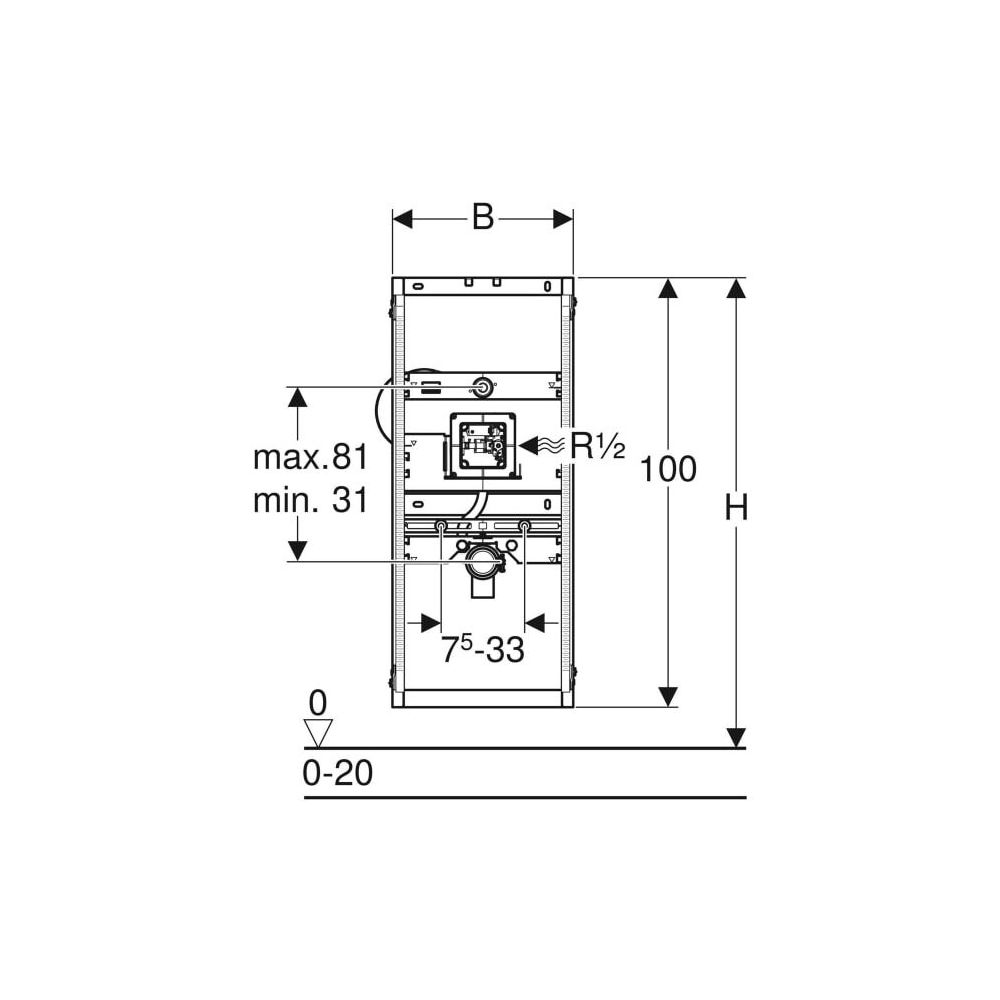 Geberit GIS Element für Urinal, 114-132cm, universell, für verdeckte Urinalsteuerung... GEBERIT-461689001 4025416801832 (Abb. 4)