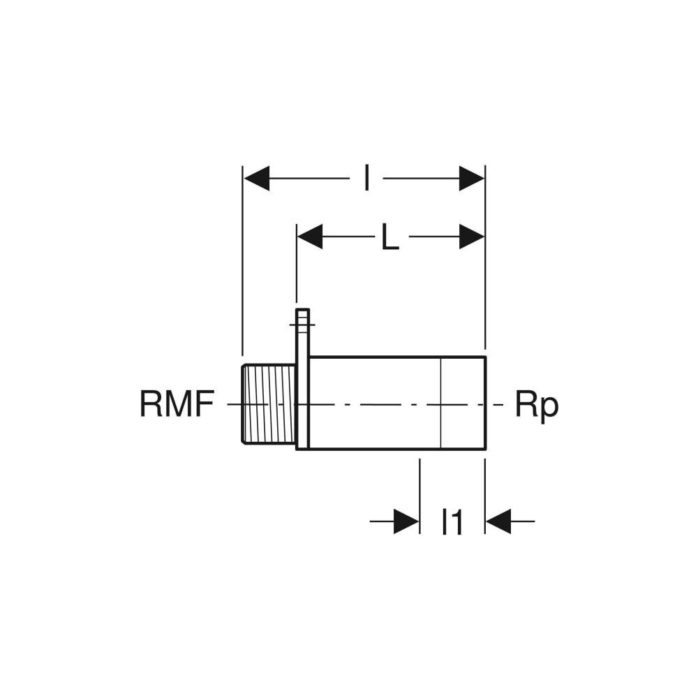 Geberit Anschluss gerade mit Außengewinde MF 1/2", RMF 1/2″, Rp 1/2″, L 6,6cm, Rotgu... GEBERIT-602269001 4025410900586 (Abb. 4)