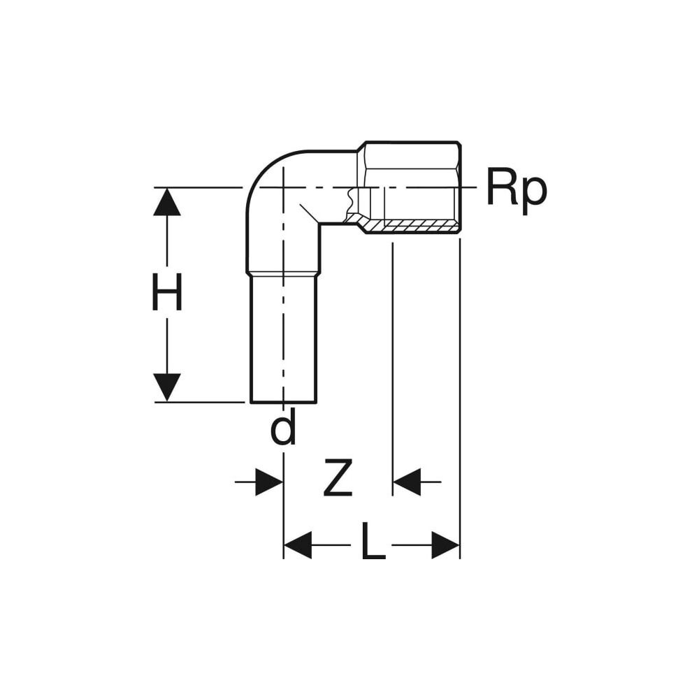 Geberit Mapress Edelstahl Übergangswinkel 90 Grad mit Innengewinde und Einschubende d 15... GEBERIT-33203 4024723332039 (Abb. 4)