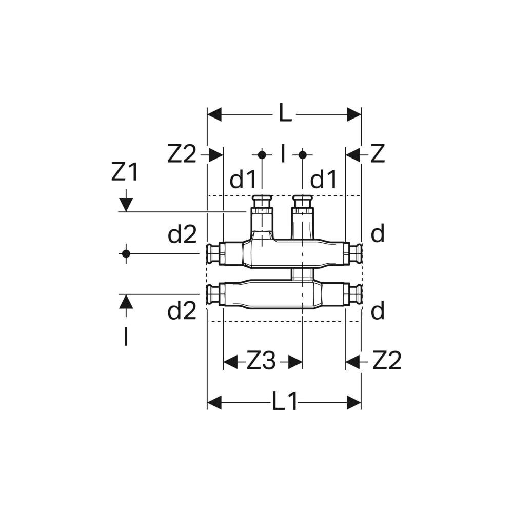 Geberit Mapress Kreuzungs-T-Stück mit Dämmbox CC752S, d 15mm, d1 15mm, d2 15mm... GEBERIT-63113 4024723631132 (Abb. 4)