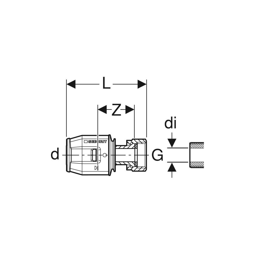 Geberit PushFit Übergang mit Überwurfmutter Außendurchmesser 20mm... GEBERIT-651581001 4025416714927 (Abb. 3)