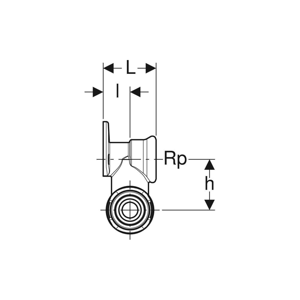 Geberit PushFit T-Anschlusswinkel 90 Grad abgesetzt CW617N, d 20mm, Rp 1/2″, L1 10,7... GEBERIT-651293001 4025416716174 (Abb. 5)
