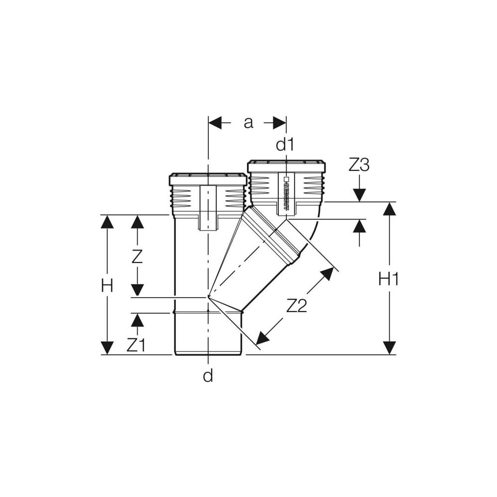 Geberit Silent-PP Parallelabzweig 45 Grad d 110mm, d1 110mm... GEBERIT-390557141 4025416937531 (Abb. 4)