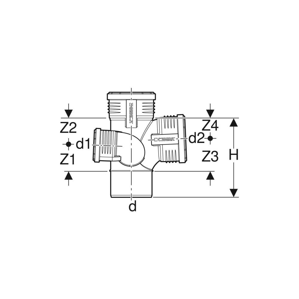 Geberit Silent-PP Schachtbogenabzweig 87,5 Grad rechts d 110mm, d1 75mm, d2 110mm... GEBERIT-390563141 4025416937555 (Abb. 5)