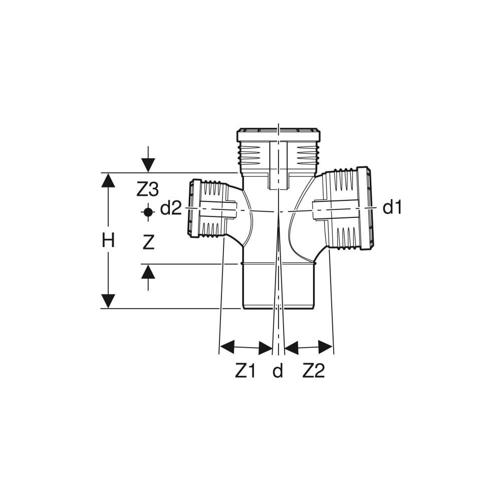 Geberit Silent-PP Bogenabzweig 87,5 Grad zweifach d 110mm, d1 110mm, d2 75mm... GEBERIT-390567141 4025416937586 (Abb. 5)