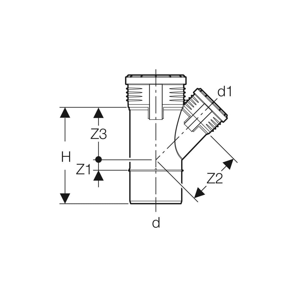 Geberit Silent-PP Abzweig 45 Grad Außendurchmesser Außendurchmesser 75mm, d1 40mm... GEBERIT-390331141 4025416936770 (Abb. 4)