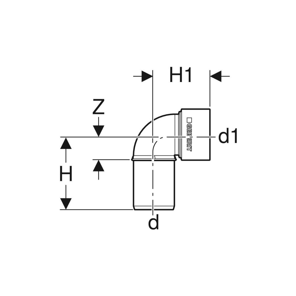 Geberit Silent-PP Anschlussbogen 90 Grad Außendurchmesser Außendurchmesser 32mm... GEBERIT-390083141 4025416085546 (Abb. 4)