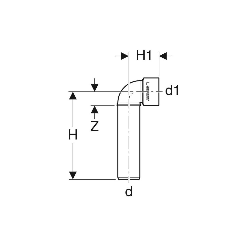 Geberit Silent-PP Anschlussbogen 90 Grad Außendurchmesser lang Außendurchmesser 40mm... GEBERIT-390186141 4025416936190 (Abb. 4)