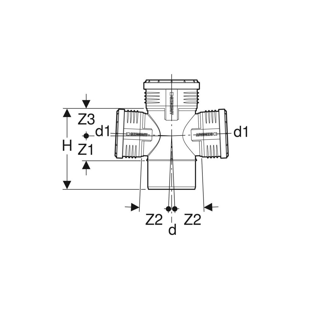 Geberit Silent-PP Abzweig 87,5 Grad zweifach Außendurchmesser 125mm, d1 110mm... GEBERIT-390665141 4025416084730 (Abb. 5)