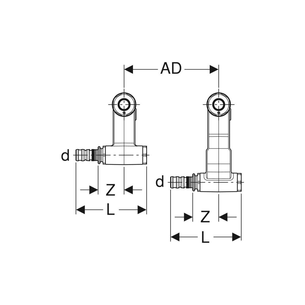 Geberit Mepla Set Anschluss-Endstücke für Vor-/Rücklauf, Anschlussverschraubung für ... GEBERIT-611363227 4025410584977 (Abb. 4)