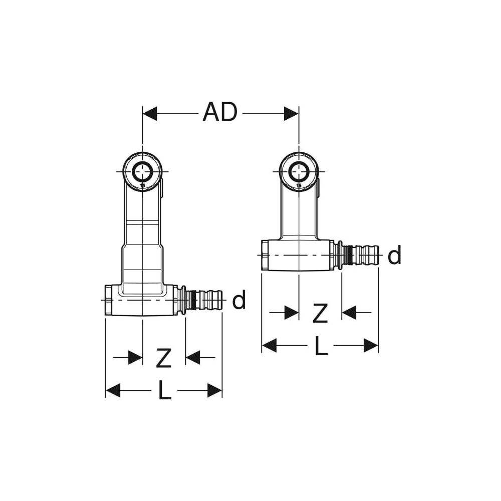 Geberit Mepla Set Anschluss-Endstücke für Vor-/Rücklauf, Anschlussverschraubung für ... GEBERIT-611364227 4025410584984 (Abb. 4)