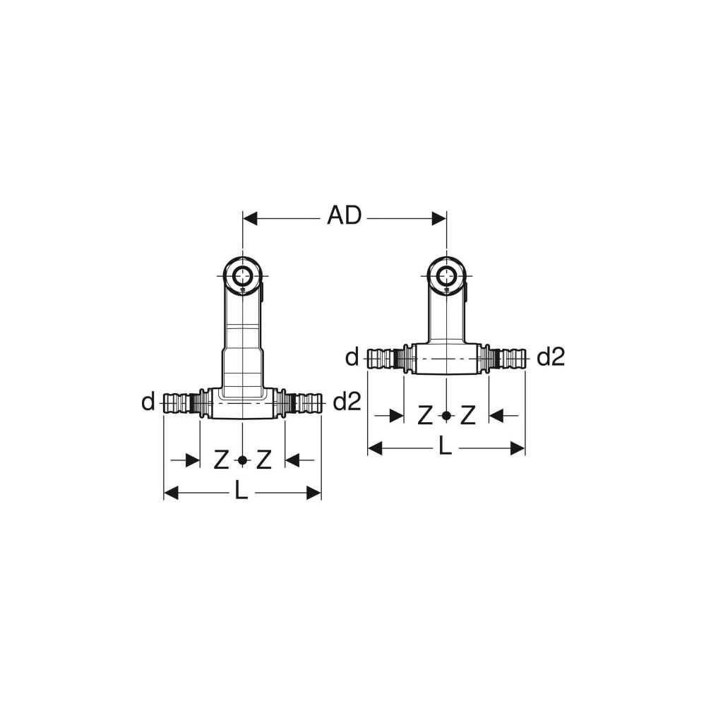 Geberit Mepla Set Anschluss-T-Stücke für Vor-/Rücklauf, mit Anschlussverschraubung f... GEBERIT-612361227 4025410584991 (Abb. 4)