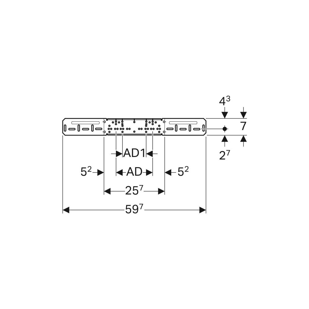 Geberit Montageplatte abgesetzt, zweifach, Anschlussdistanz 10cm oder 15,3cm... GEBERIT-650732002 4025416210801 (Abb. 4)