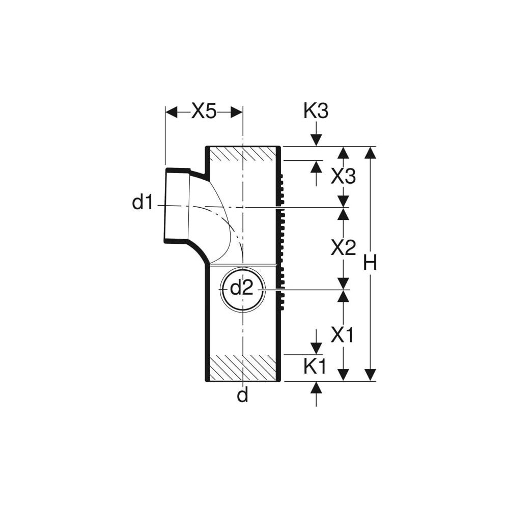 Geberit Silent db20 Kombibogeneckabzweig 88,5 Grad rechts d 110mm, d1 110mm, d2 56mm... GEBERIT-310115141 4025416296416 (Abb. 5)