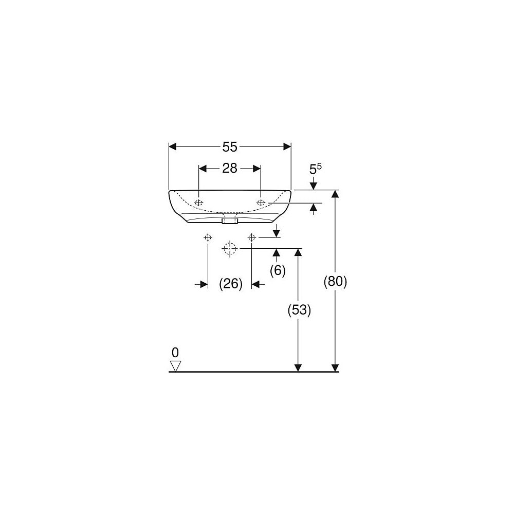 Geberit Renova Comfort Waschtisch barrierefrei, Breite 55cm, Tiefe 55cm, ohne Hahnlo... GEBERIT-500913001 4025410721983 (Abb. 5)