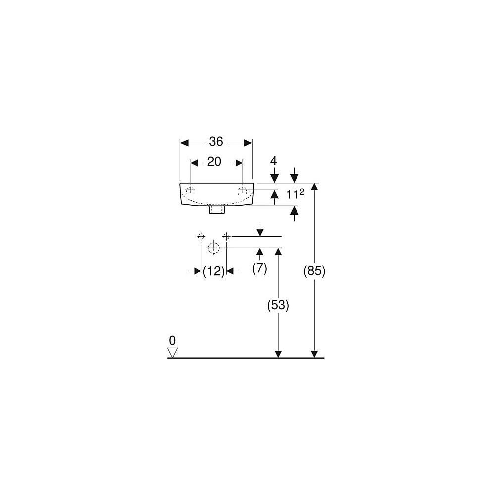 Geberit Renova Handwaschbecken verkürzte Ausladung, 36x14,8x25cm, Hahnloch rechts, Ü... GEBERIT-500374011 4025416853169 (Abb. 5)