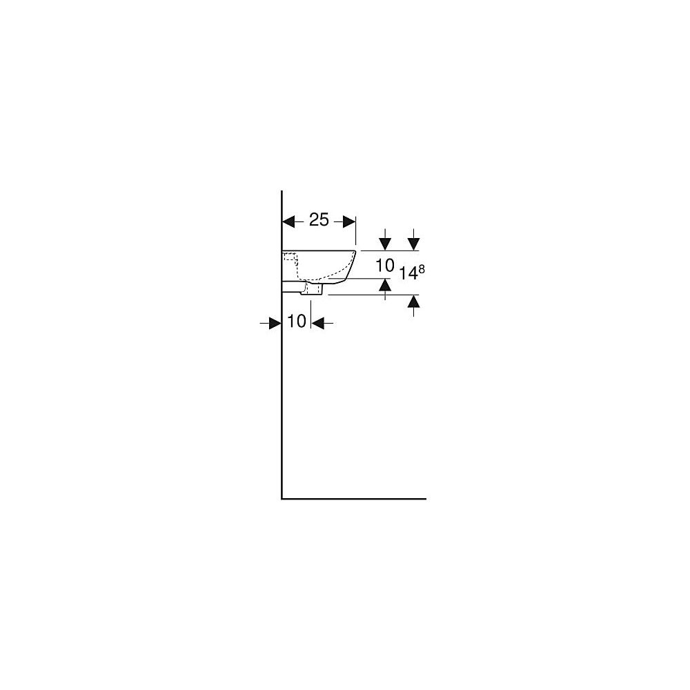 Geberit Renova Handwaschbecken verkürzte Ausladung, 36x14,8x25cm, Hahnloch rechts, Ü... GEBERIT-500374011 4025416853169 (Abb. 6)