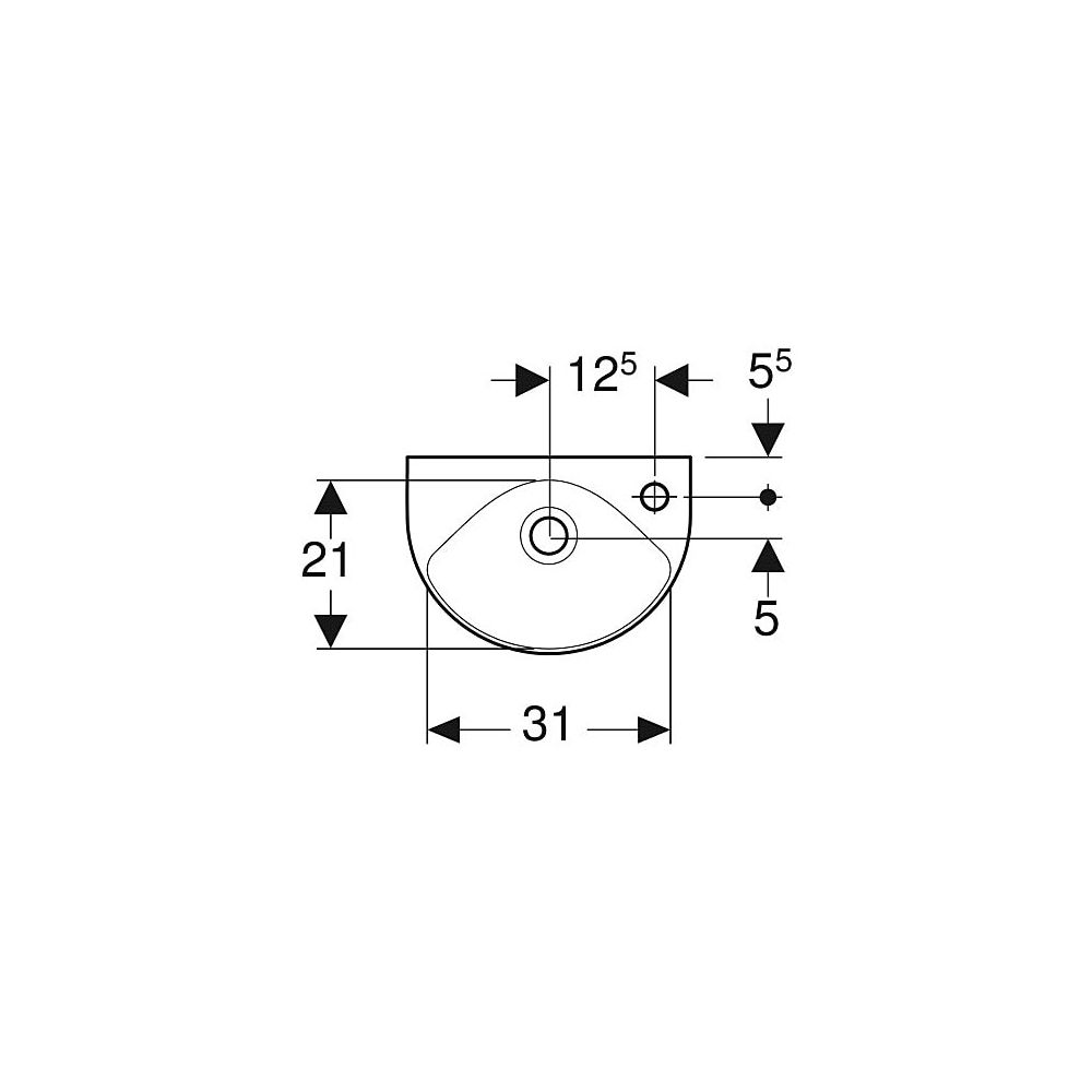 Geberit Renova Handwaschbecken verkürzte Ausladung, 36x14,8x25cm, Hahnloch rechts, Ü... GEBERIT-500374011 4025416853169 (Abb. 4)