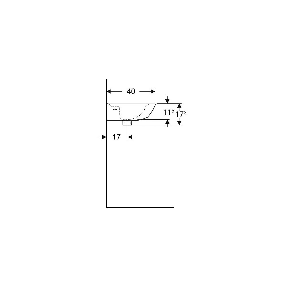 Geberit Renova Handwaschbecken mit asymmetrischem Überlauf, 50x17,3x40cm, Hahnloch m... GEBERIT-500498011 4025416220800 (Abb. 5)