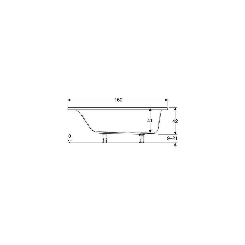 Geberit Renova Plan Rechteckbadewanne 160x75cm, Gesamtvolumen 196l... GEBERIT-554303011 4025410711014 (Abb. 5)