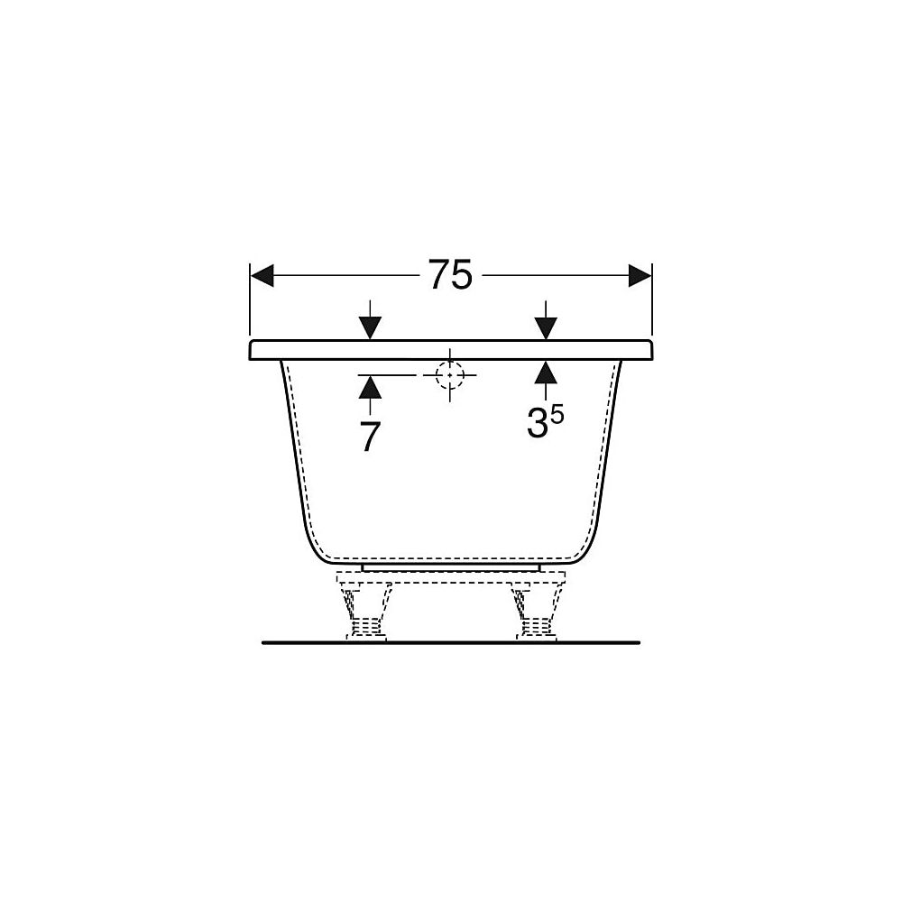 Geberit Renova Plan Rechteckbadewanne 160x75cm, Gesamtvolumen 196l... GEBERIT-554303011 4025410711014 (Abb. 6)
