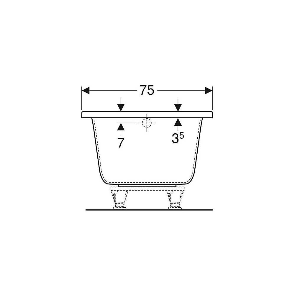 Geberit Renova Plan Rechteckbadewanne 170x75cm, Gesamtvolumen 212l... GEBERIT-554305011 4025410711038 (Abb. 6)