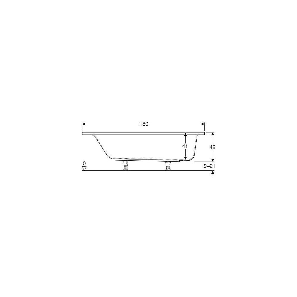 Geberit Renova Plan Rechteckbadewanne 180x80cm, Gesamtvolumen 242l... GEBERIT-554306011 4025410711045 (Abb. 5)