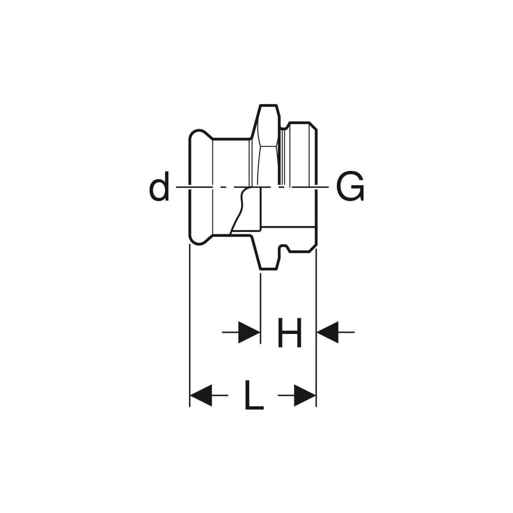 Geberit Mapress Edelstahl Übergang mit Außengewinde G d 35mm, G 1 1/2″... GEBERIT-31735 4024723317357 (Abb. 4)