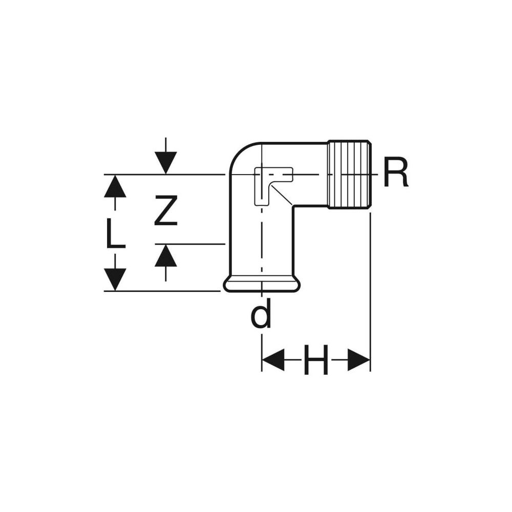 Geberit Mapress C-Stahl Übergangswinkel 90° mit Außengewinde Außendurchmesser 28mm... GEBERIT-21609 4024723216094 (Abb. 3)