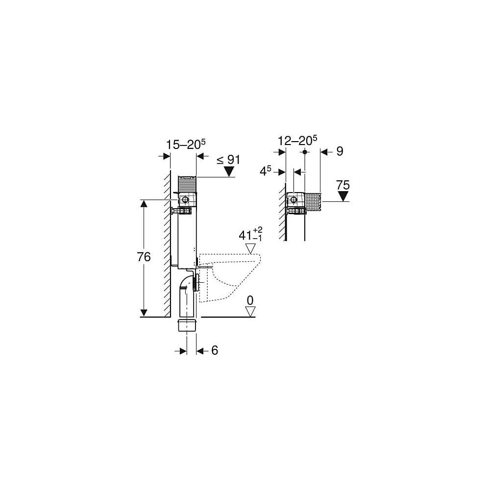 Geberit Kombifix Element für Wand-WC 82cm, mit Omega Unterputzspülkasten 12cm... GEBERIT-110000001 4025416301707 (Abb. 6)
