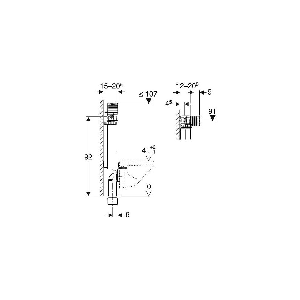Geberit Kombifix Element für Wand-WC 98cm, mit Omega Unterputzspülkasten 12cm... GEBERIT-110010001 4025416301738 (Abb. 6)