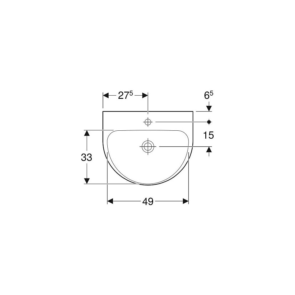 Geberit Renova Waschtisch, Breite 55cm, Tiefe 45cm, Hahnloch mittig, ohne Überlauf, ... GEBERIT-500578011 4025416221203 (Abb. 4)