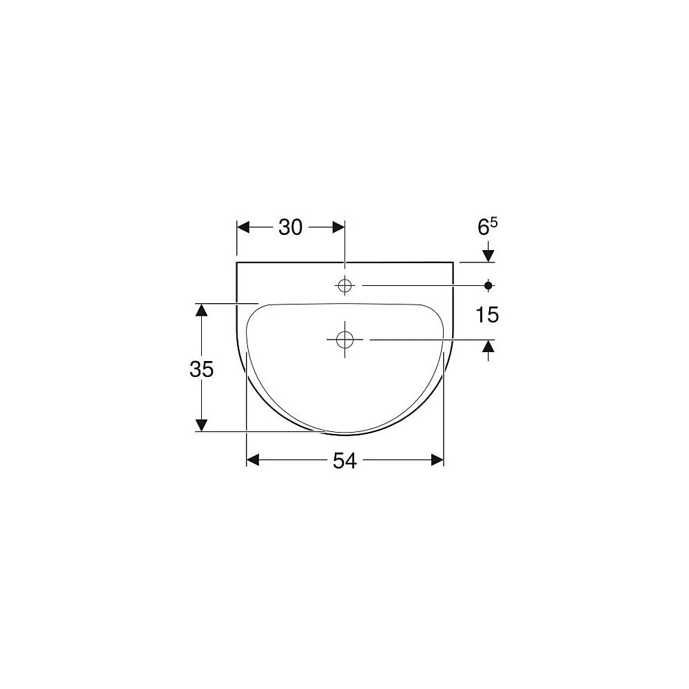 Geberit Renova Waschtisch, Breite 60cm, Tiefe 48cm, Hahnloch mittig, ohne Überlauf, ... GEBERIT-500599011 4025416139874 (Abb. 4)